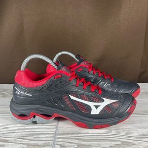 Mizuno Wave Lightning 24 Womens Court Shoes Black Red Racket Sport Sneaker Sz 8